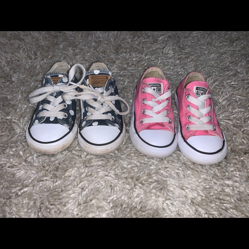 Blue Polka dot and pink Converse